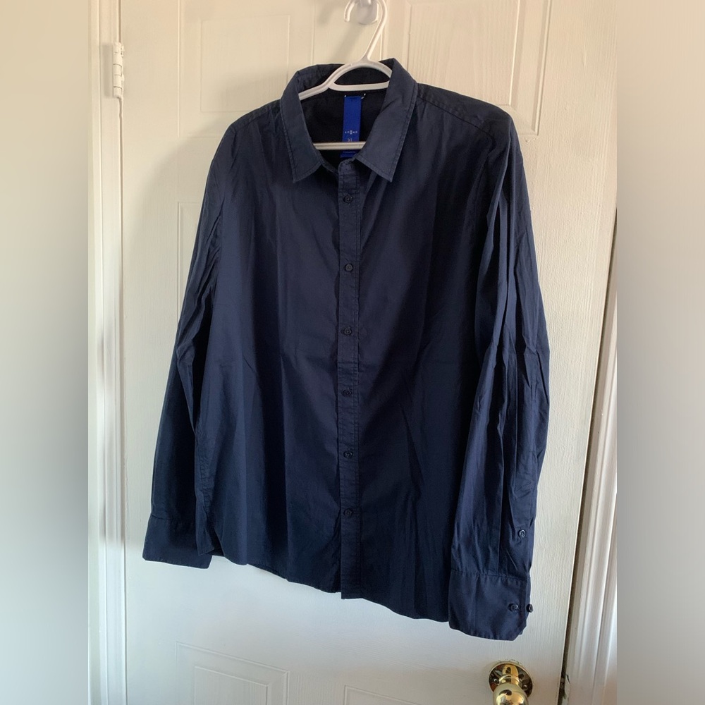 Kit and Ace Acadia Long Sleeve Poplin Shirt Navy Blue Size XL - Picture 2 of 9